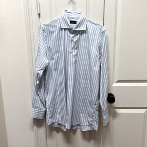 Men's Blue Striped Dress Shirt